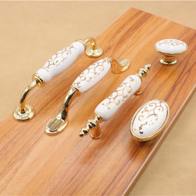 Keramische Handvat Witte Keramische Goud Handvat Kast Lade Schoen Kast Pull Handle Soort Zinklegering Meubilair Hardware