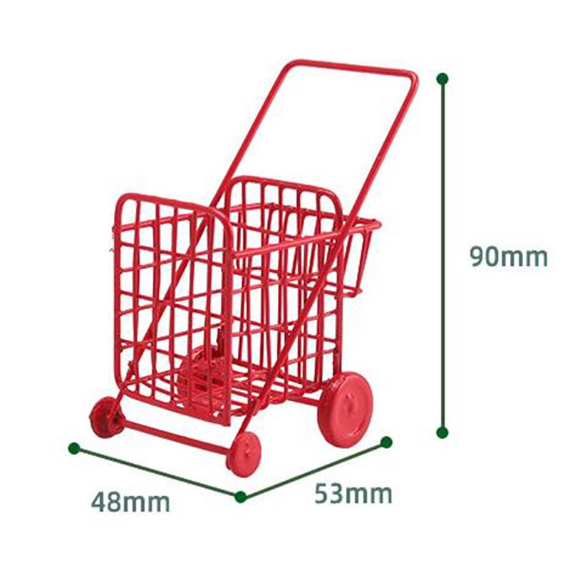 1/12 Miniature Dollhouse Supermarket Shopping Cart Trolley Pretend Play Toy