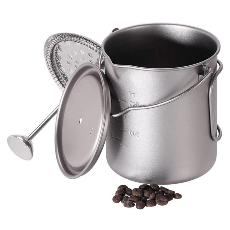 Titanium Cup 750Ml Camping Coffee Mug French Press Pot Camp Cooking Pot For Outdoor Camping Hiking Picnic Travel