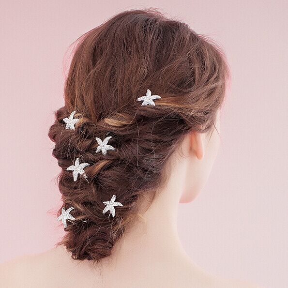 6pcs bride starfish Korean bride hairpin Korean style U-clip Korean hair accessories pin headdress style: 6pcs