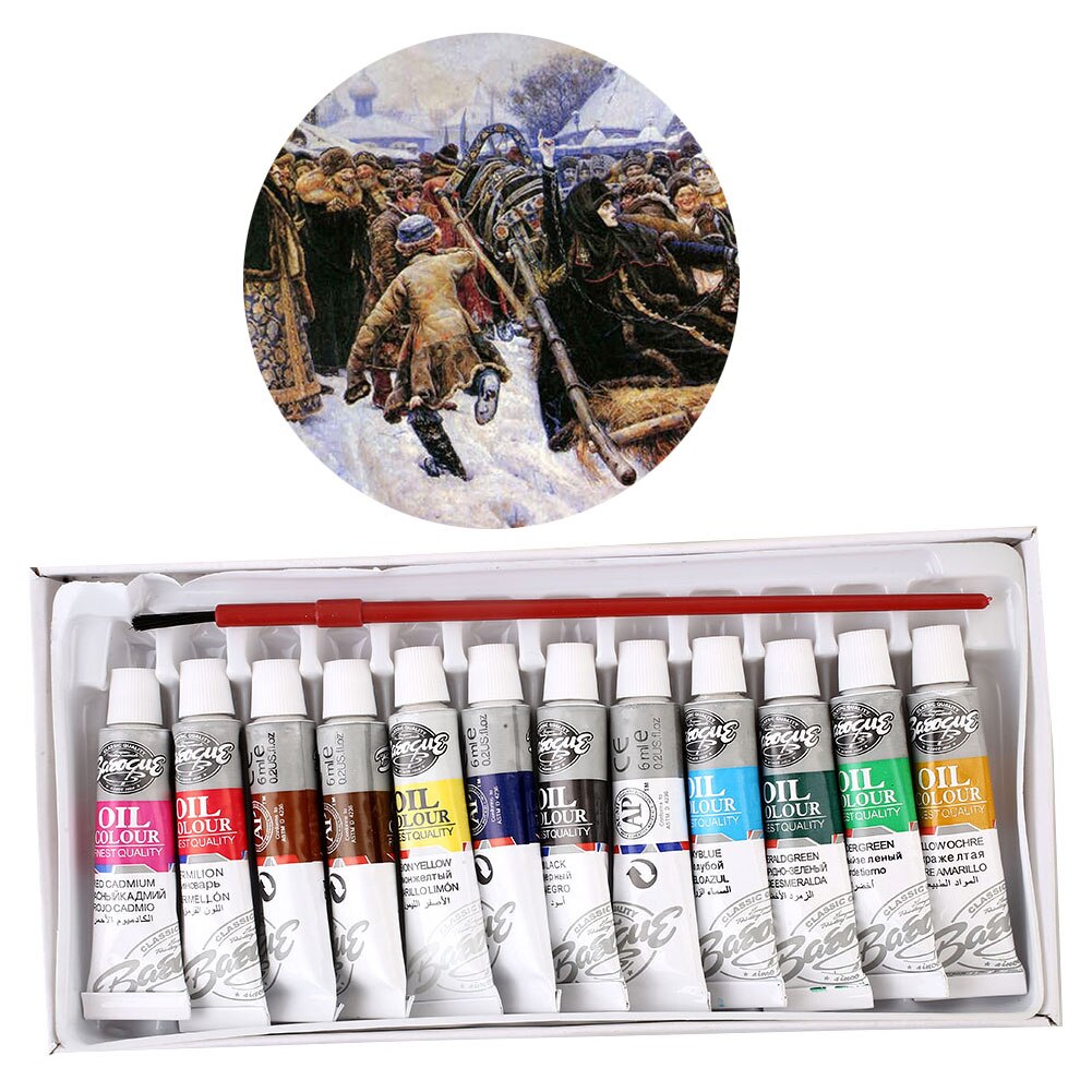 Oil Painting Paint 12Colors Drawing Pigment 6ml Tubes Set for Artist Oil Painting Drawing Art Paint Supplies