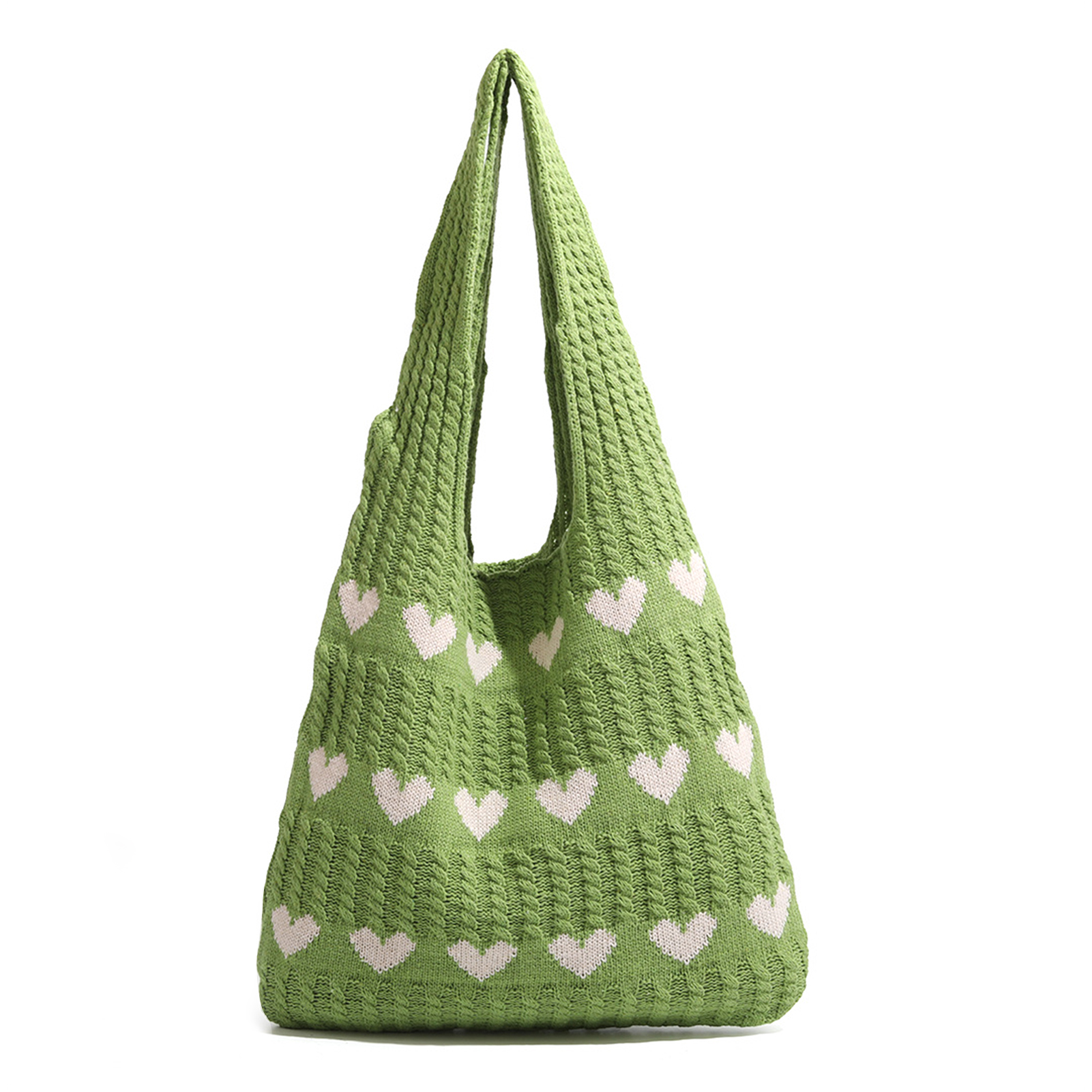 Casual gebreide handtassen Vrouwelijke grote capaciteit bakken Damesschoudertas Herfst Winter Tas Portemonnees Casual boodschappakket: Bruin