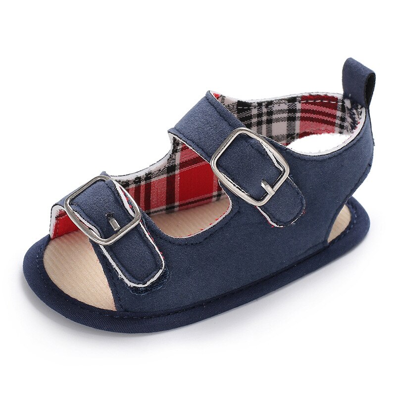 Baby Infant Shoes Girl Boy Sandals PU Buckle Strap Cotton Soft Anti-Slip Sole Casual Toddler Crib Shoes Little Girl Sandals: Blue / 0-6 Months