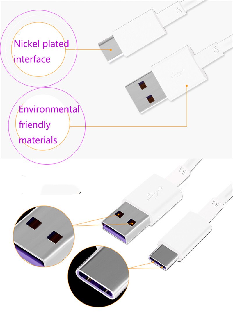 1/1.5/2m Original huawei Super Charging Cable 5A for huawei P20/10/9/pro supercharge honor view 20 V20 V10 V9 Magic 2 note10 8