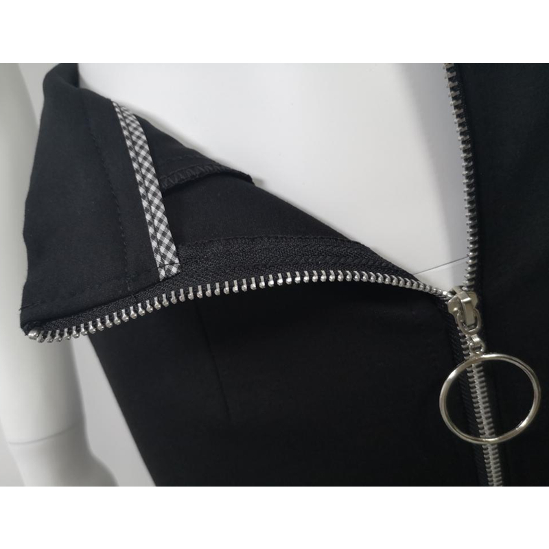 Flectit mujeres cremallera frontal Maxi falda lápiz con doble O-Ring bolsillo Bodycon faldas largas en negro Plus tamaño XXL *