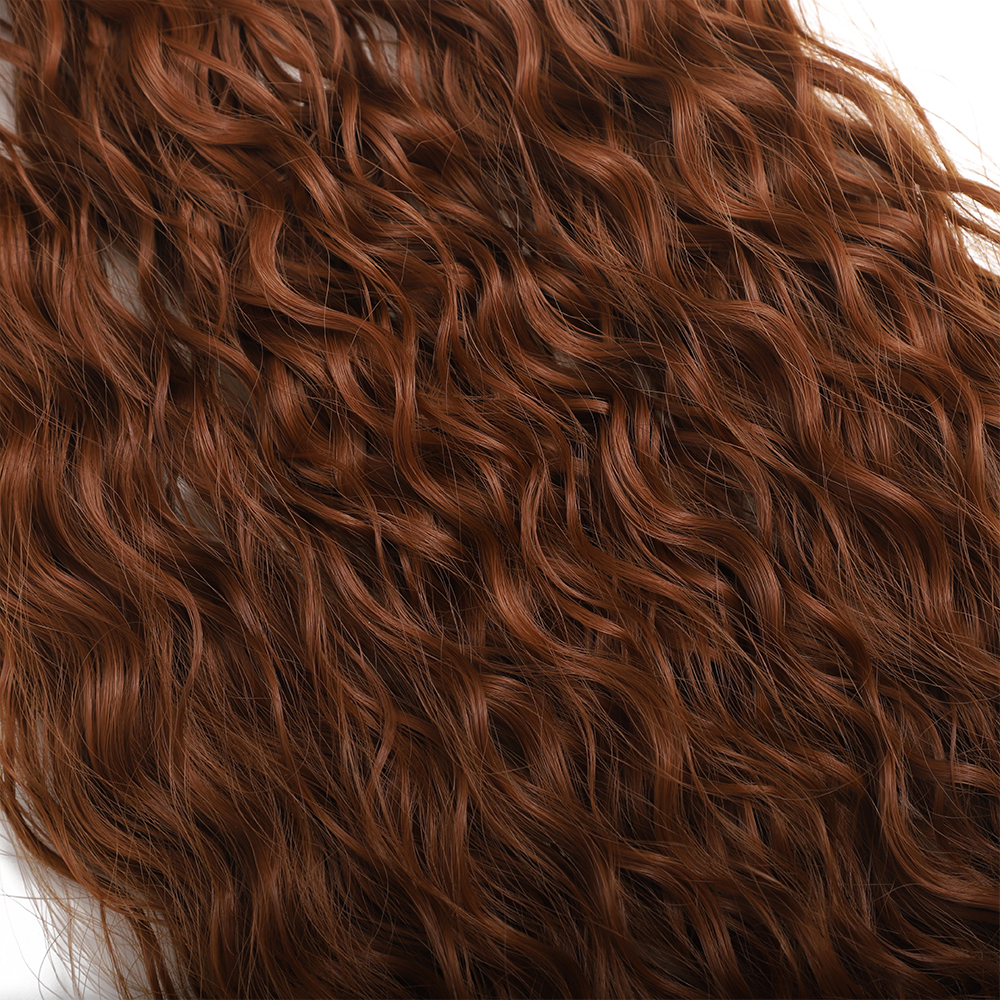 Synthetic Curly Hair Bundles Water Wave Hair Extension 1PCS/Pack 50g red-orange Color Gold Heat Resistant Fiber Kinky Curly Hair: NC/4HL / 26inches