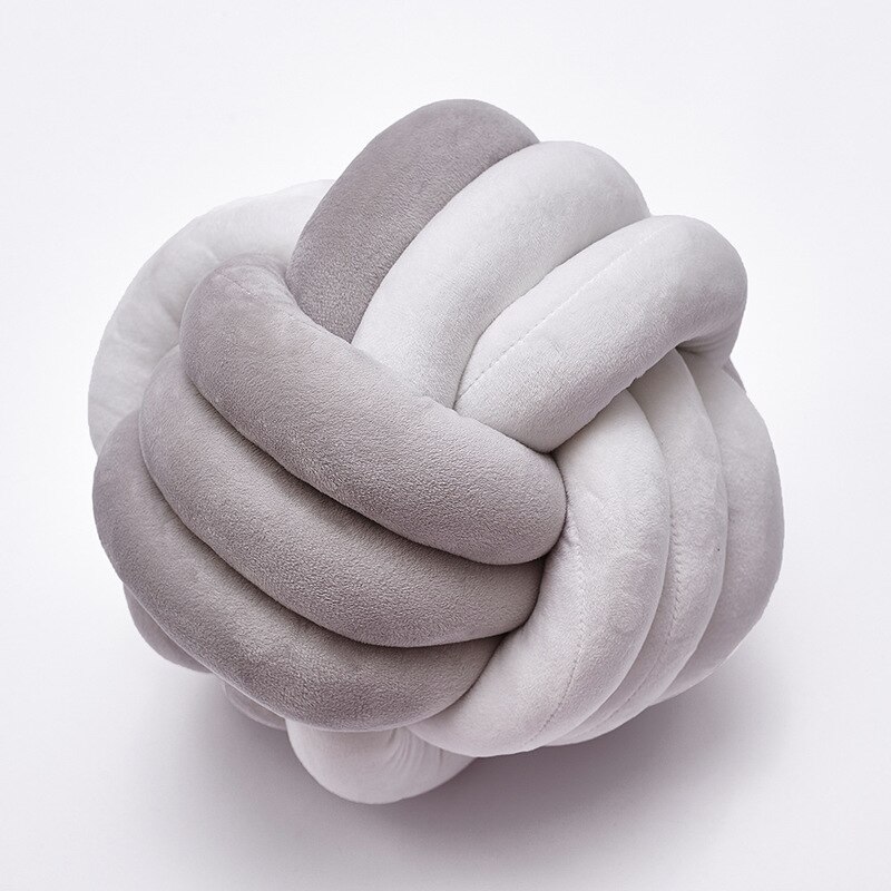 Kristall Samt Verknotet Durch Hand Kissen Werfen Kissen Hause Bettwäsche Runde Super Weiche Kreativität Sofa Kissen Verknotet Ball Kissen: grau Weiß