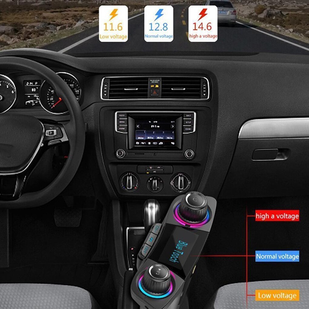 Car 1.3 Inches LCD Screen MP3 Player Bluetooth Handsfree Speaker 2 USB Port Charger EQ Control