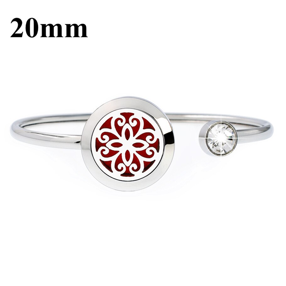 20mm 316L stainless steel Magnetic Aromatherapy locket Essential oil diffuser bangles bracelet free 10pcs pads: GQ131