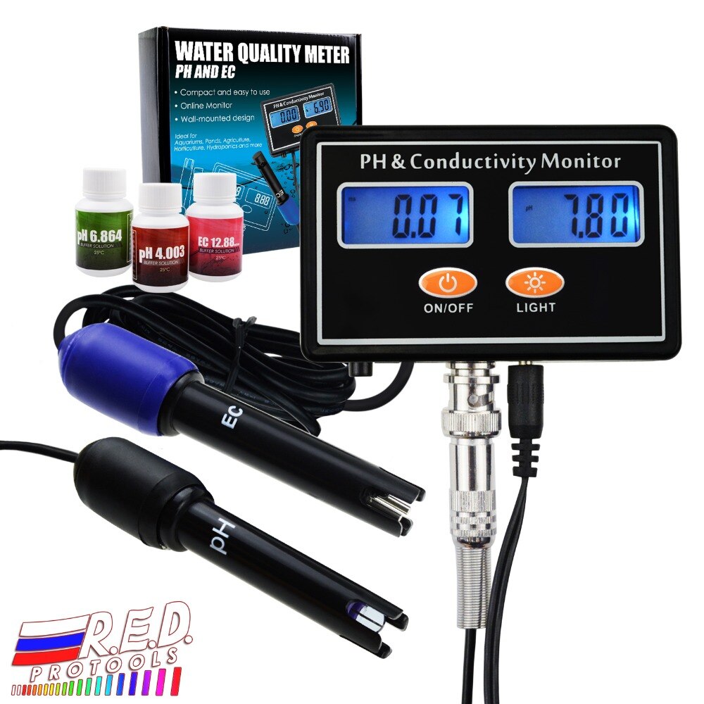 Medidor de PH/conductividad de la EC en línea, ATC, Monitor de del agua, monitoreo continuo en tiempo Real, montable en la pared y recargable