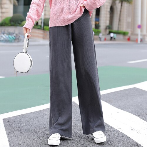 Clothes for Pregnant Women Maternity Pants Spring Autumn Wear Casual Wide Leg Trousers Corduroy Loose Pregnancy Pants: gray / XL