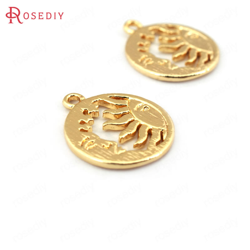 (33736)10Stck 14.5*12,5 MM 24K Gold Farbe Überzog Durcheinander Stern Sonne Mond Reize Anhänger Diy schmuck Erkenntnisse Zubehör