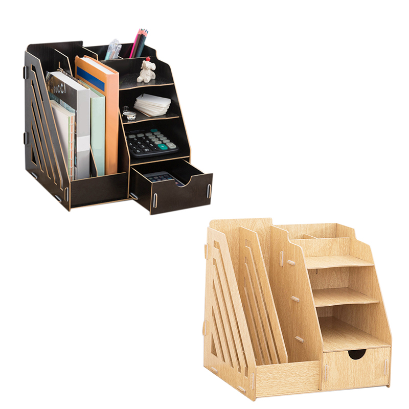 DIY Office Supplies Desktop Organizer Bookshelf A4 Drawer Folder Shelf File Tray Desk Organizer-SCLL
