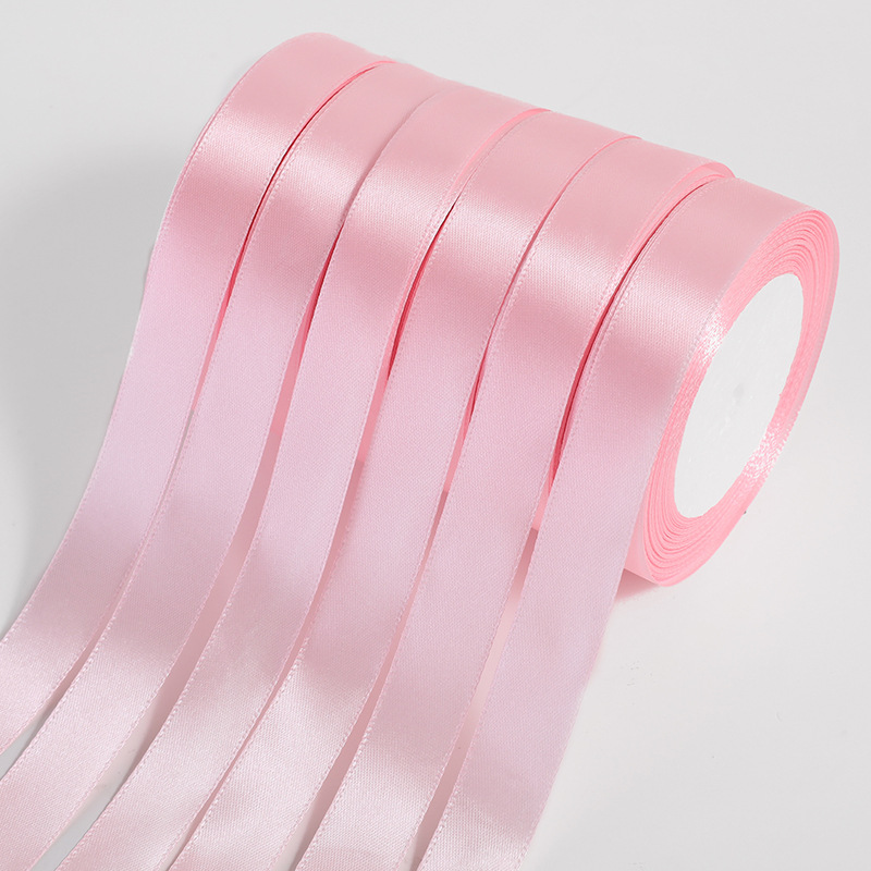 22 metros/rollo de cintas de satén de seda rosa de 6/10/15/20/25/40/50mm para manualidades DIY lazo hecho a mano envoltura de boda decorativa