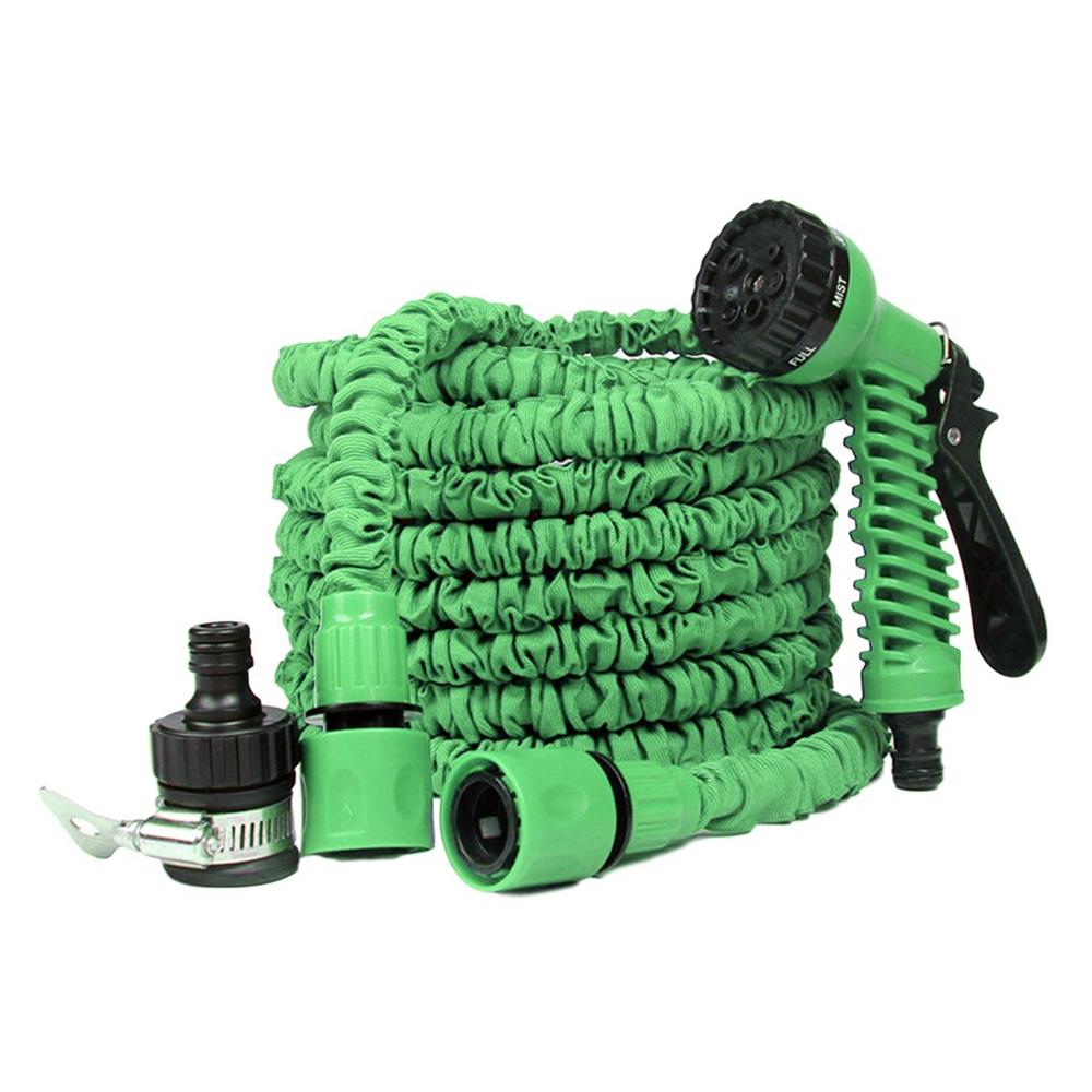 Universal Joint Garden Hose Expandable Flexible Watering Hose Garden Plastic Hoses Pipe with Spray Gun Watering Car Wash Spray: 125ft / Green