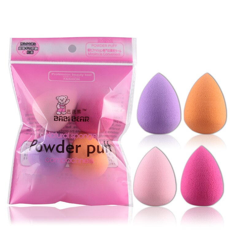 Vrouwen 4 Stuks Professionele Make-Up Spons Blush Foundation Puff Multi Shape Sponzen Make-Up Kwasten Raden Lof: 4pcs-Water droplets
