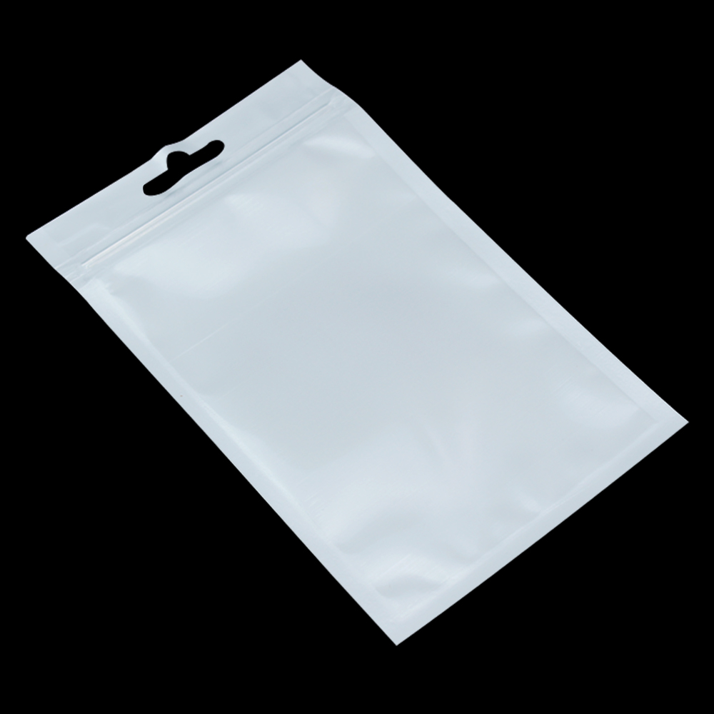 White/Clear Self Seal Rits Plastic Verpakking Pouch Bag Pack Ziplock Zip Lock Opbergtas Retail Pakket Met Hang gat