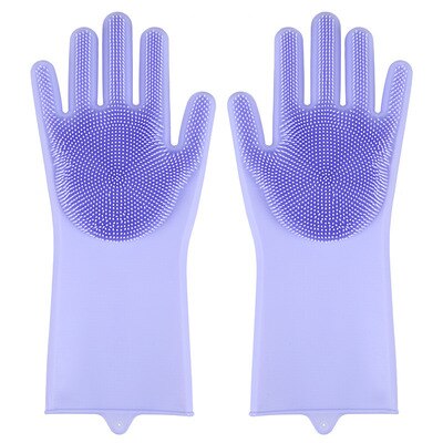65 g/pz guanti multifunzionali guanti in Silicone guanti per lavastoviglie guanti per lavaggio auto antiscivolo alta elasticità: Purple 1 pair