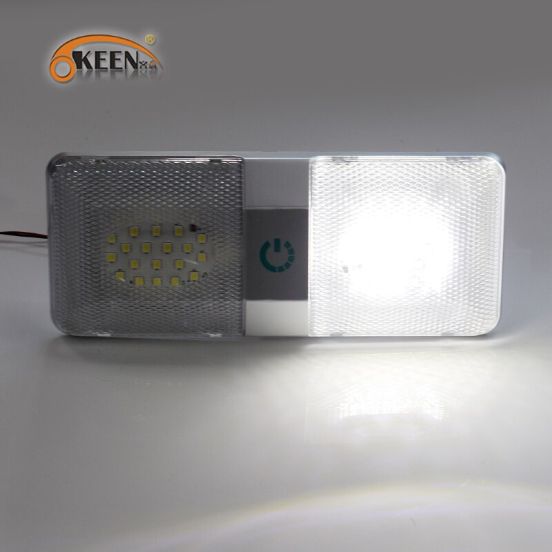 OKEEN 12v voiture LED plafonnier rectangulaire lampe dôme interrupteur tactile blanc intérieur toit spot Marine/Yacht RV caravane lampe de lecture