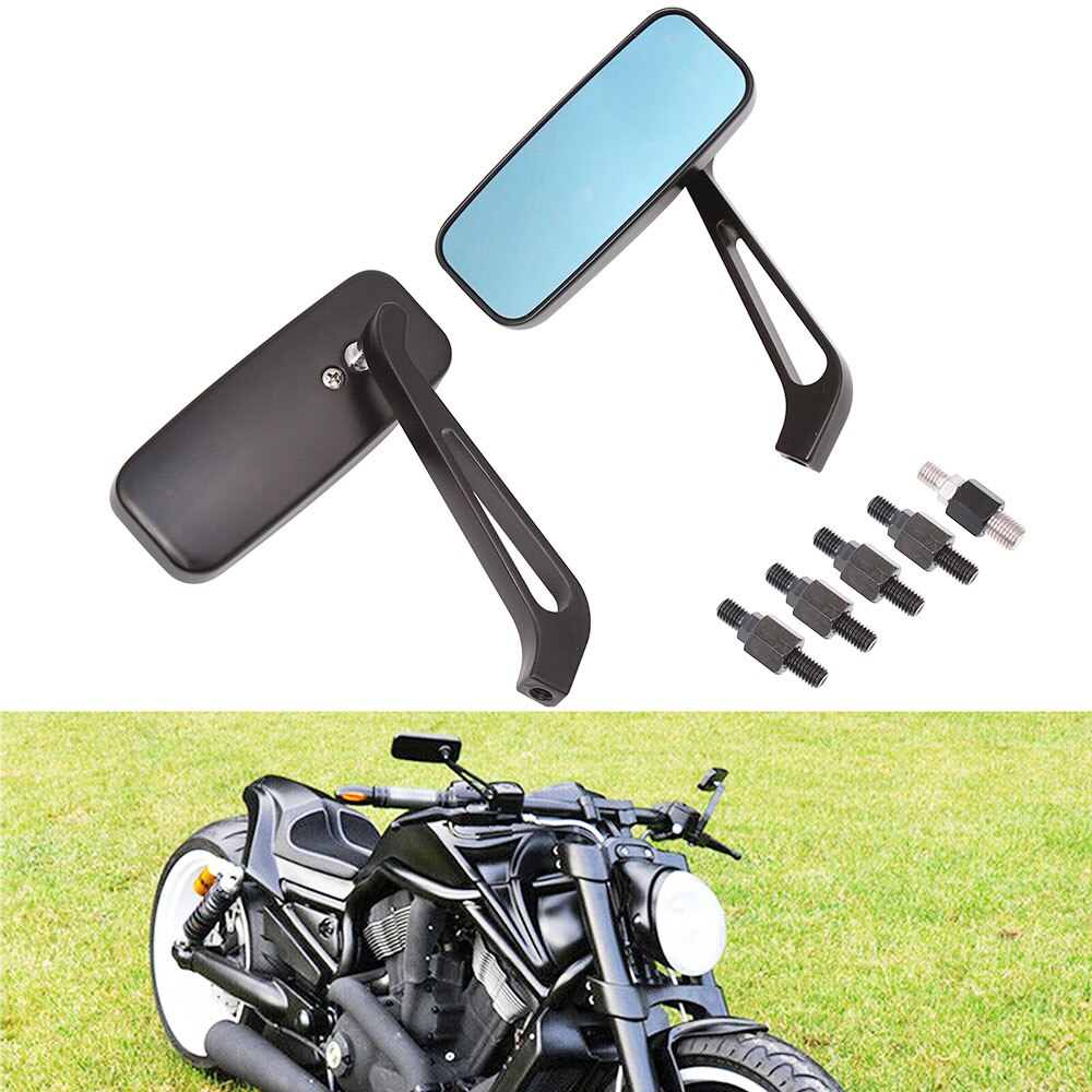 Universal Motorcycle 8mm/10mm Rectangle Rear View Side Mirrors Left/Right For Harley Street Glide Road King