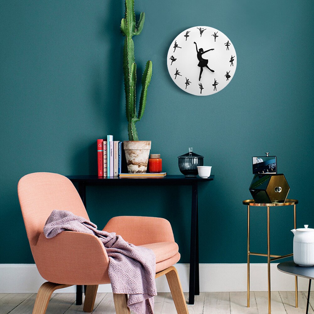 Ballet Dancer Dancing Art Decorative 3D Wall Clock Ballerina Clocks Wall Decor For Dance Room Unique Idea