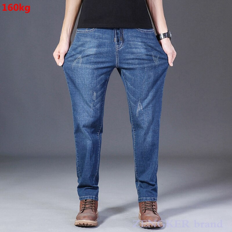 Efterårs stretchjeans #39 oversized elastisk talje løse oversized jeans 160kg 8xl 7xl 6xl denim jeans oversized herrebukser