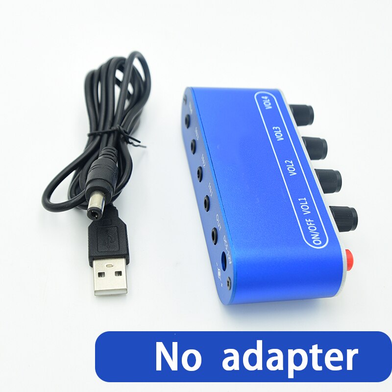 Stereo AUX mini JACK 3.5 mm Audio Mixer 4 Input to 1 output Individually Controls Board Sound mixing DIY Headphones Amplifier: Blue