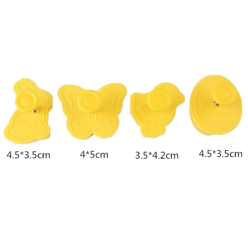 4 Stuks Cookie Stempel Biscuit Mold Vlinder Cookie Plunger Cutter Pasen Konijn Ei Chick Cookie Cutters Bakvorm