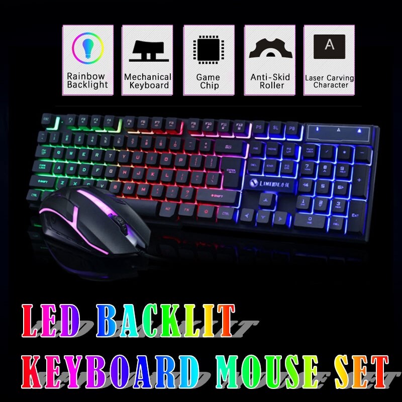 Luminous Game Suspension Metal Ergonomic Keyboard Mouse Combos Notebook Desktop Mechanical Feel Gaming Keyboard and Mouse