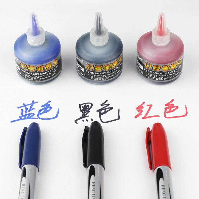 1 Fles 50Ml Refill Inkt Voor Bijvullen Inkt Markeerstift Zwart Rood Blauw 3 Kleuren School Kantoorbenodigdheden