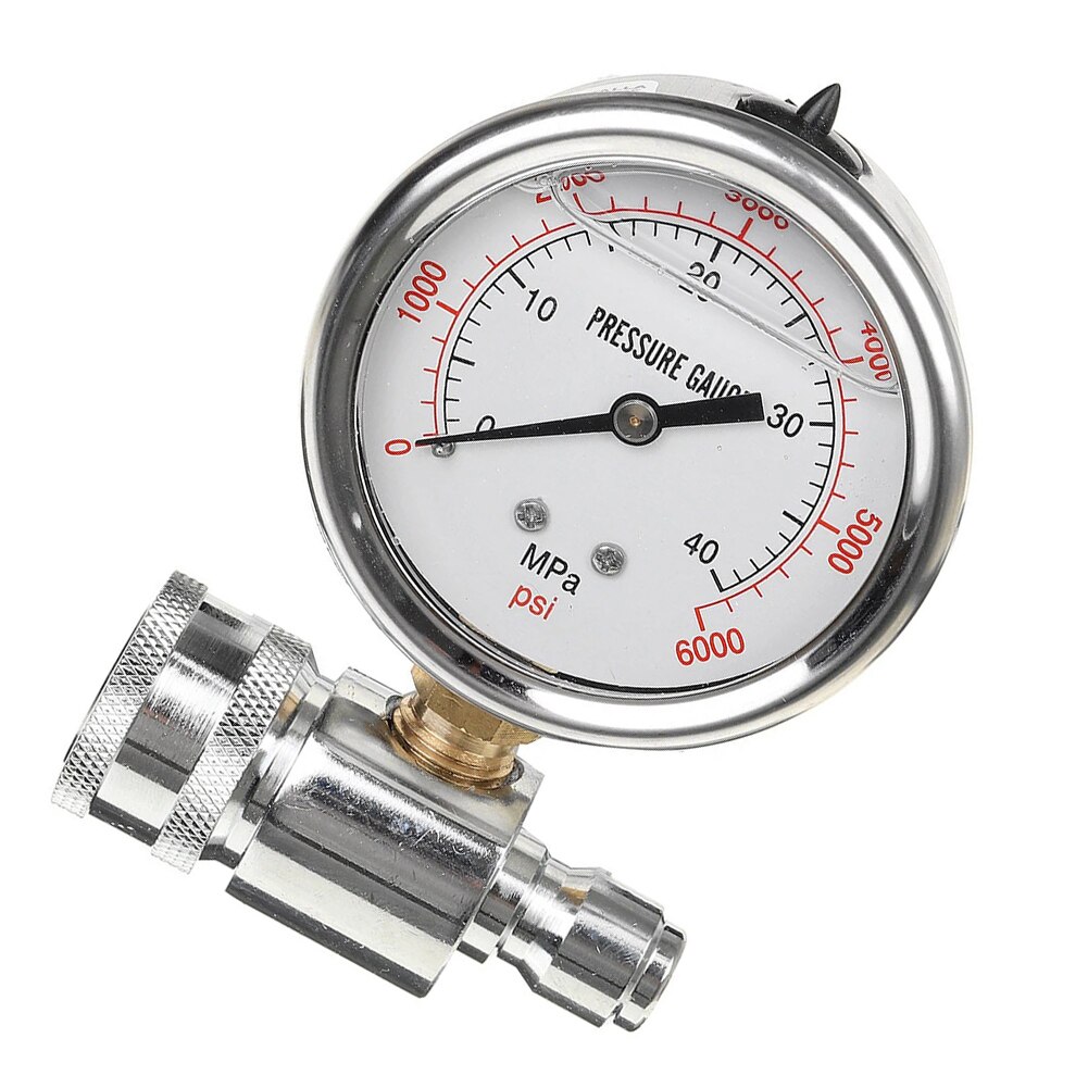 6000PSI/40MPa 3/8 inch Quick Disconnect Fitting Pressure Washer Pressure Gauge Spray Bottle Car Cleaning Tools