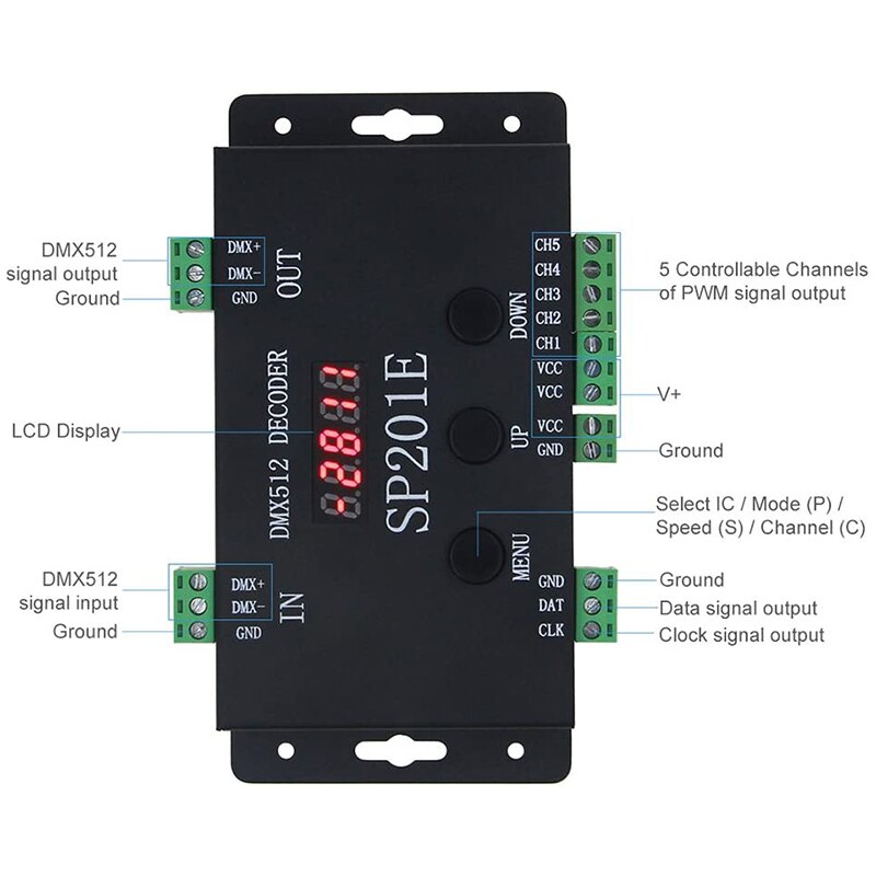 Decodificador de controlador DMX512 WS2812B WS2811 DMX a SPI, compatible con múltiples circuitos integrados