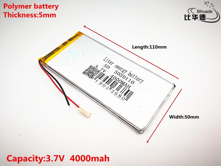 Batterie lithium-ion 3.7, 4000 V, 5050110 mAH, 2 pièces, pour tablette, pc, GPS,mp3,mp4