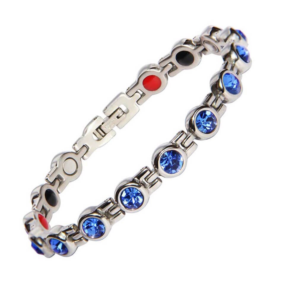 Rhinestone Woman Magnetic Power Bracelet Health Energy Gold Jewelry Lady Stainless Steel Bracelets Bangles: C3