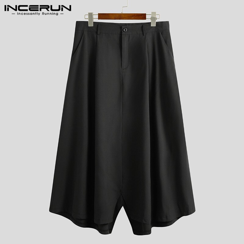 Stijlvolle heren casual broek knoop joggers effen wijde pijpen -kruis broeken losse rokken pantalon streetwear s -5xl incerun: 4xl