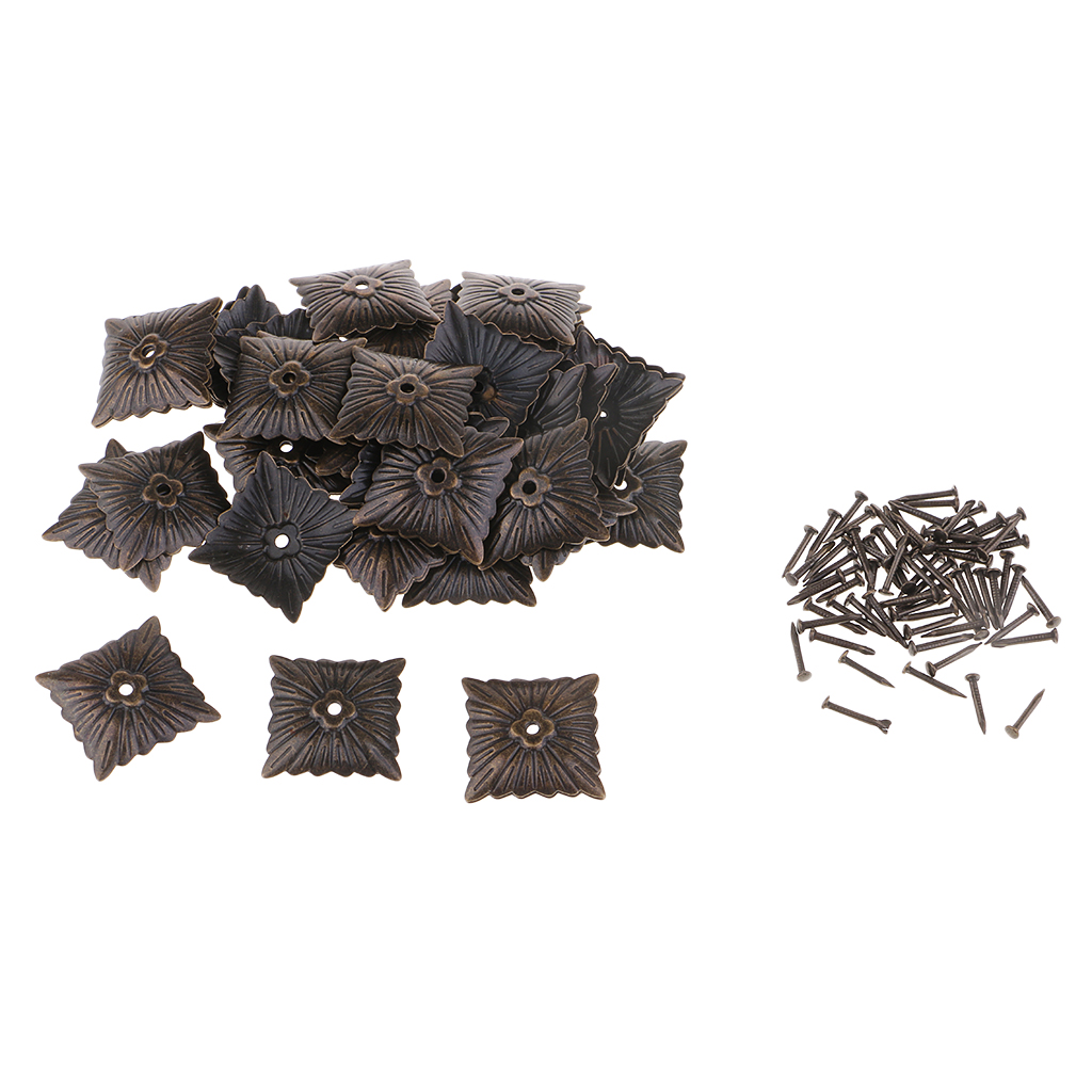Clous carrés en forme de fleur pour rembourrage de meubles, 50 pièces, décoration de porte murale de maison