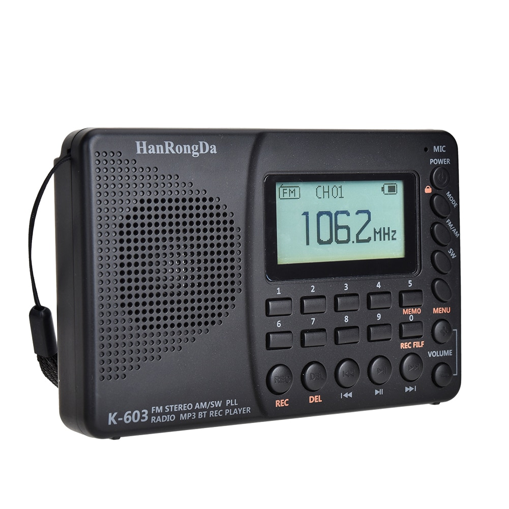 K-603 Portable Digital Radio LCD Display FM AM SW Radio With BT Speaker Power-off Memory Function Radio
