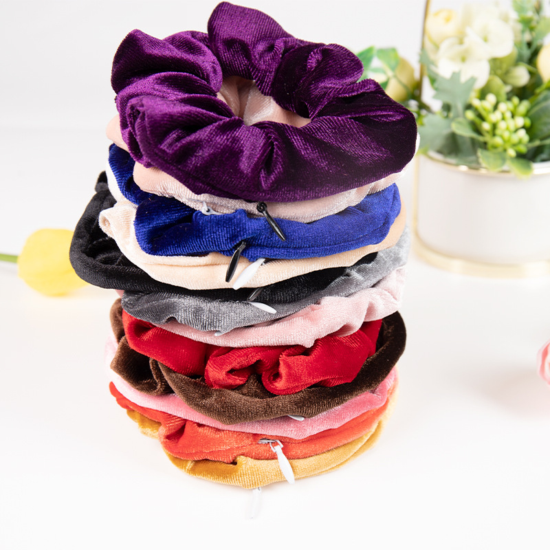 Visier geheimes Haar mit Reiß verschluss Tasche Krawatte Haar Scrunchie Reise Umleitung Stash Safe Container