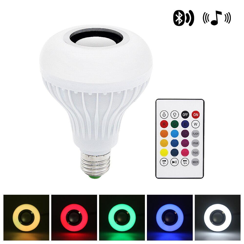 WENHSIN Smart E27 LED RGB Lamp Draadloze Bluetooth Speaker Muziek Audio Dimbare Licht Lamp met 24 Keys Afstandsbediening