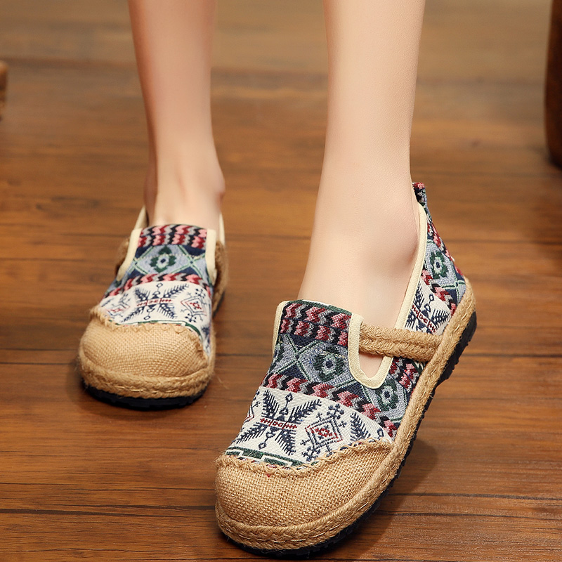 SONDR bordado vintage casual mujeres zapatos chinos planos slip on zapatillas mujer primavera y otoño oxfords punta redonda ayakkabi