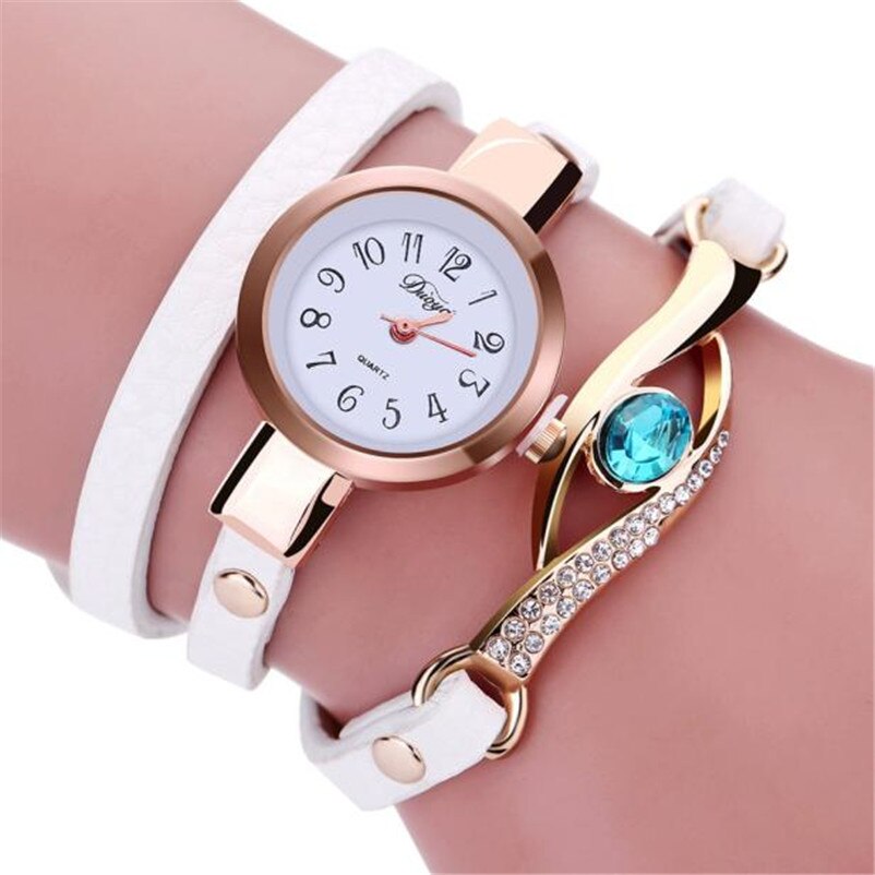 Damklockor dam diamantarmband klockor omlott läderkvartsarmbandsur montre femme relojes