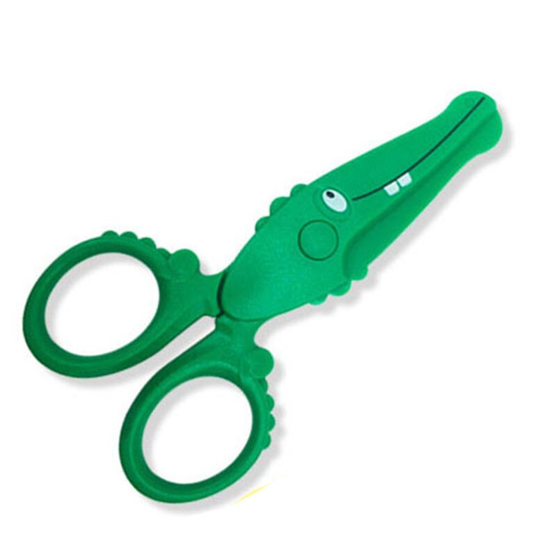 Mini ciseaux de dessin animé en plastique, 1 pièce, manuel, tête ronde, sécurité enfants, ciseaux mignons: green