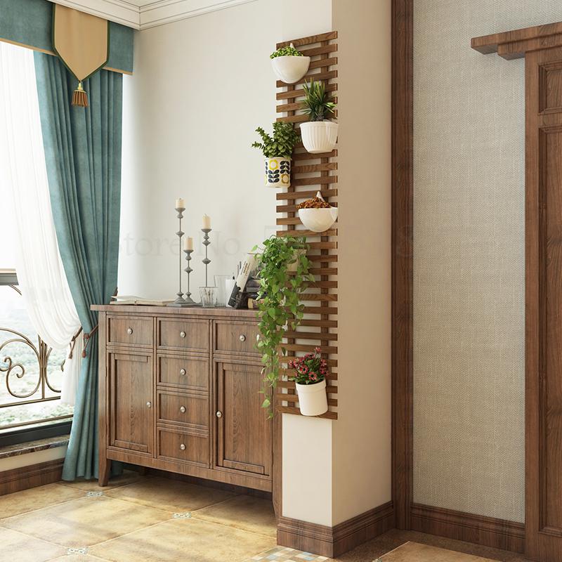 Balcony flower stand hanging solid wood wall hanging flower shelf outdoor flower pot hanger anticorrosive wood wall hanging flow