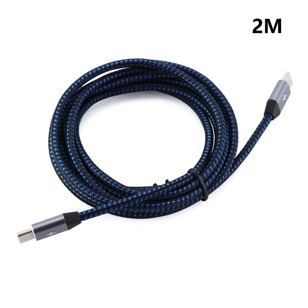 Double head type c data cable C to C male to male Type-c braided data cable 3A pd fast charging data cable: Grey 2m
