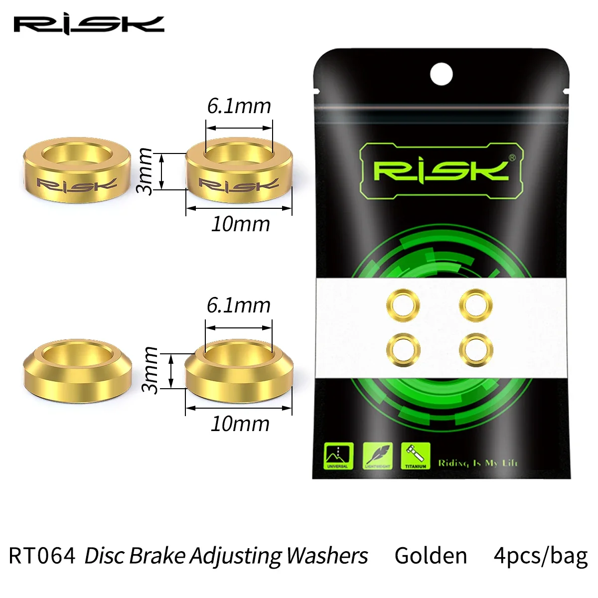 2 Pairs Risk Disc Brake Adjusting Concave and Convex Washer Brake Caliper Mount M6 Cone Spacer Bolt Titanium Alloy Gasket Screw: black