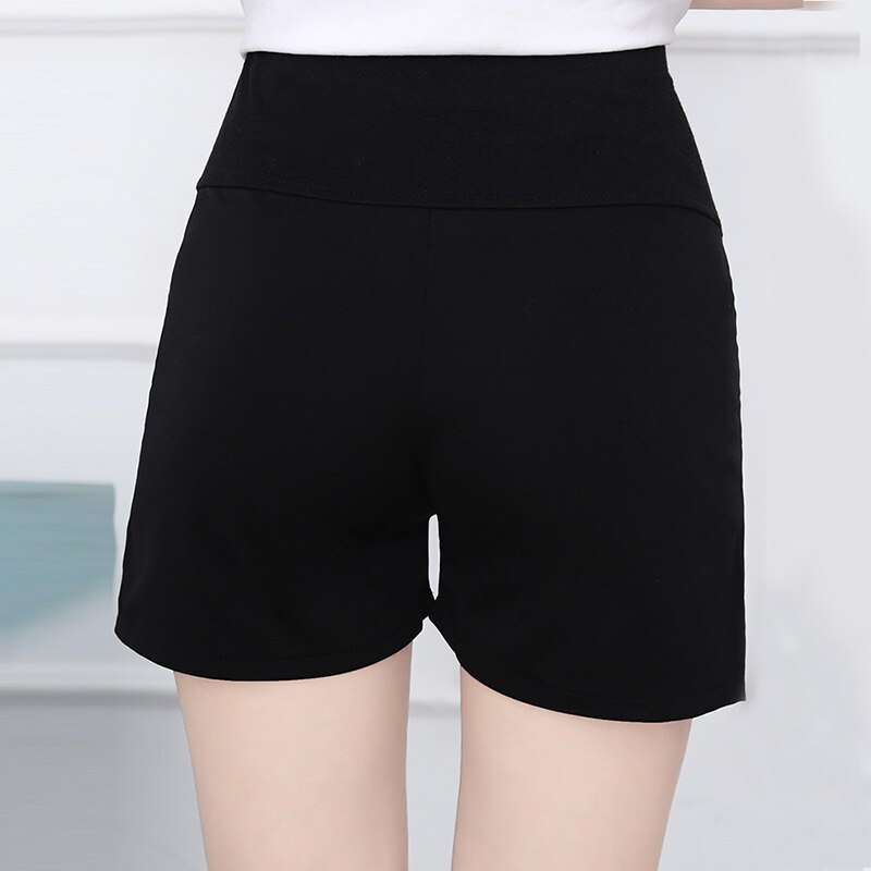 Barsel sommer afslappet shorts elastiske talje bukser graviditet højtalje tøj shorts barsel gravid løse bukser: Sort / M