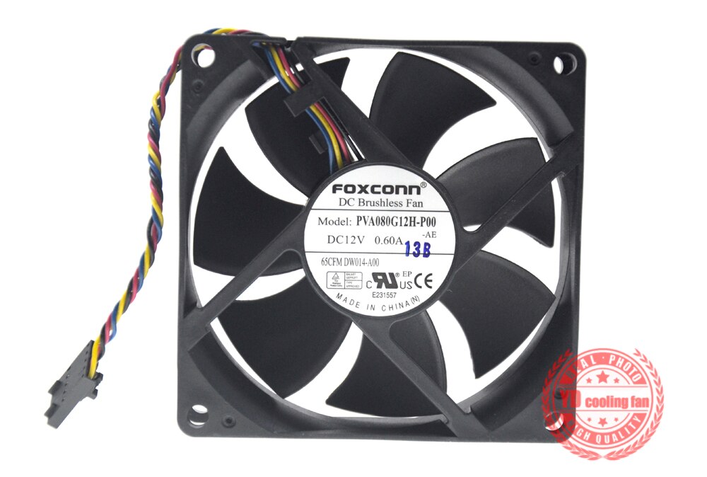 FOXCONN-ventilador de refrigeración 8025, 8CM, 4 líneas de control de velocidad, PVA080G12H, DELL, 12V, 0.60A,