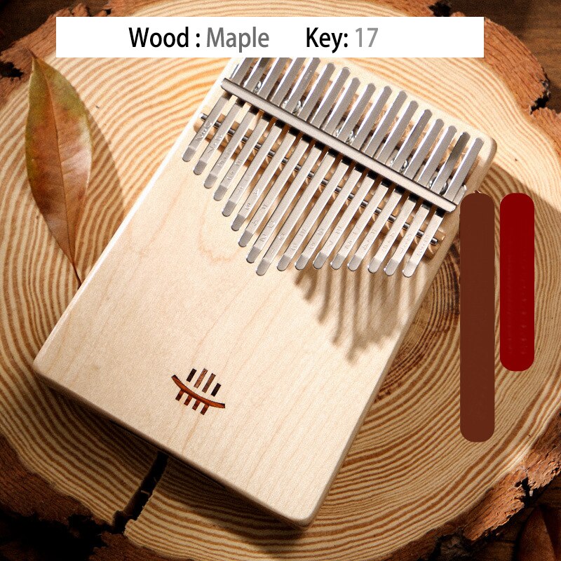 17 21 Key Kalimba Wooden Figure Keyboard Thumb Piano Musical Instruments Chamfer Calimba Mini Kalimbas Accessories: 17 keys Maple