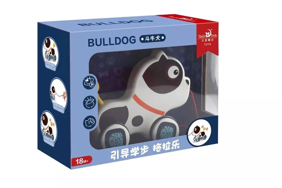 Pedagogiska barn leksaksbil-leksak 1-3 år hand-dra djurleksaker dra djur tidig utbildning lärande leksaker skepp gratis: Bulldogg