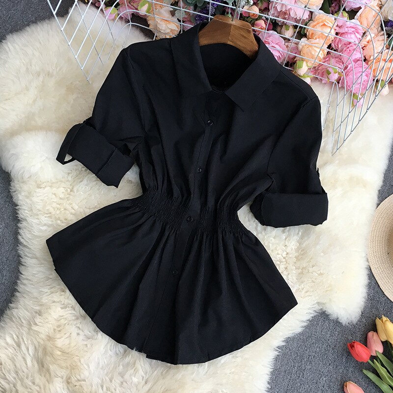 Polo de para mujer, Tops de manga larga con solapa lisa, camiseta para mujer, ropa superior de , camisetas para comprar en el mundo: black